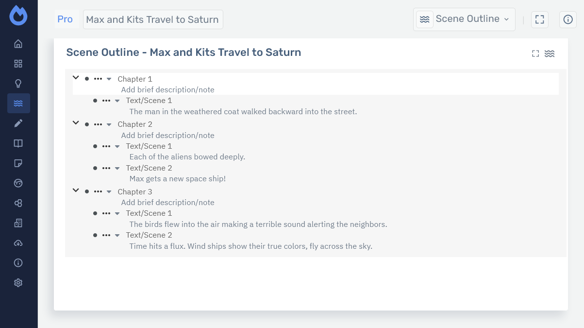 Writefire 3 Scene Outline